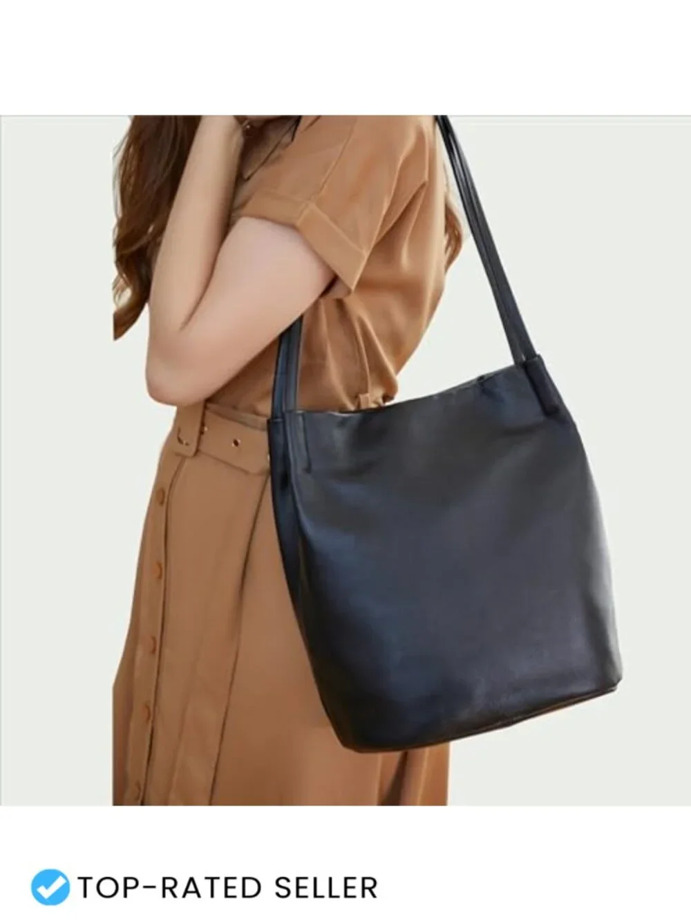 Genuine Leather Bucket Tote Hobo Shoulder Purse Large Women's Handbag